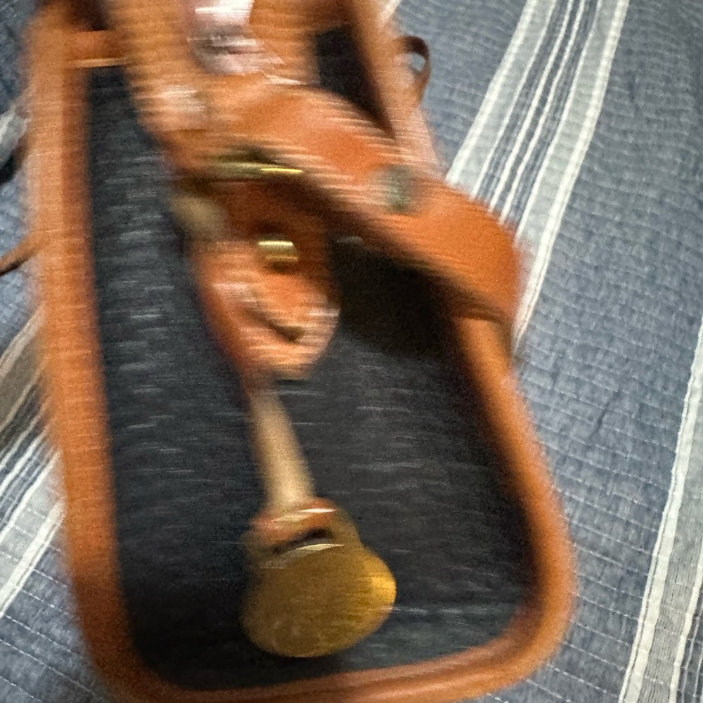 Blue and Tan Leather Crossbody Bag - Picture 5 of 10